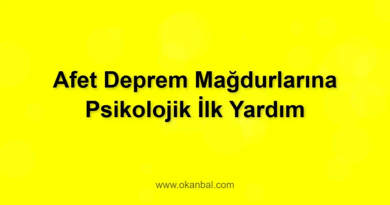 Afet Deprem Mağdurlarına Psikolojik İlk Yardım