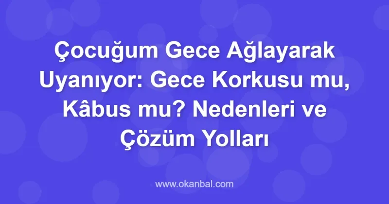 Çocuğum Gece Ağlayarak Uyanıyor: Gece Korkusu mu, Kâbus mu? Nedenleri ve Çözüm Yolları