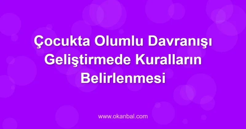 Çocukta Olumlu Davranışı Geliştirmede Kuralların Belirlenmesi