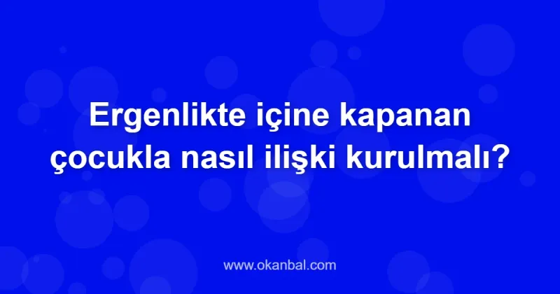 Ergenlikte içine kapanan çocukla nasıl ilişki kurulmalı?